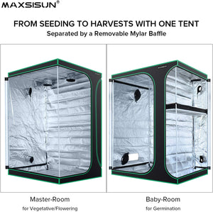 MAXSISUN 2-in-1 Grow Tent 600D Mylar Hydroponic Indoor Plants Growing Tent