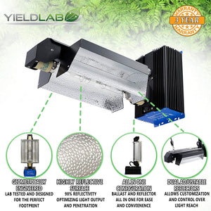 Yield Lab 630w Dual Bulb CMH Open Wing Complete Grow Light Kit