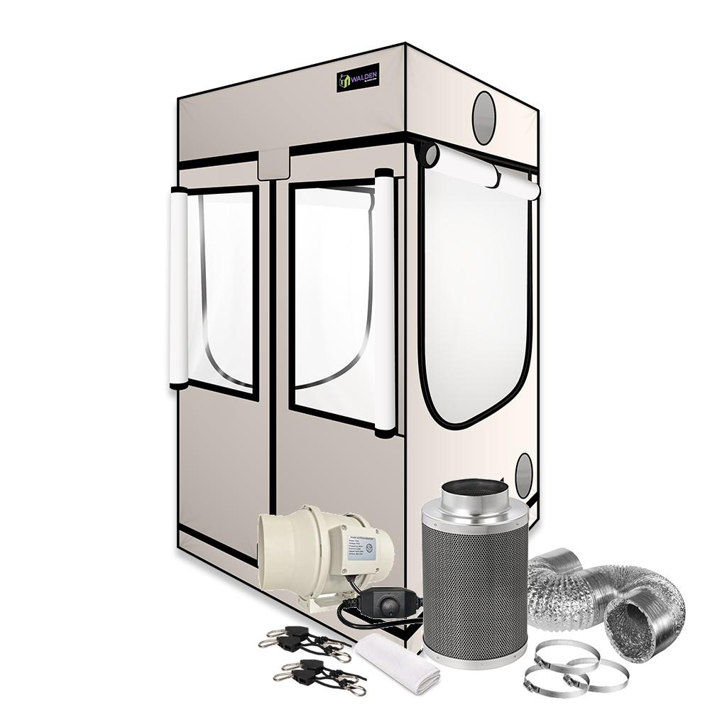 Active Grow Walden White Grow Tent 4' x 4' with 6″ Ventilation Kit
