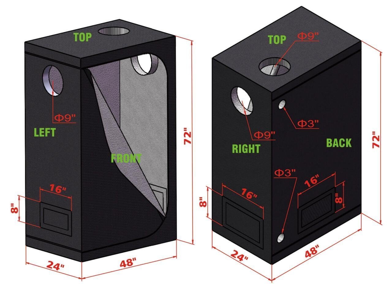 TopoLite 48X24X72 Led Grow Tent Kit