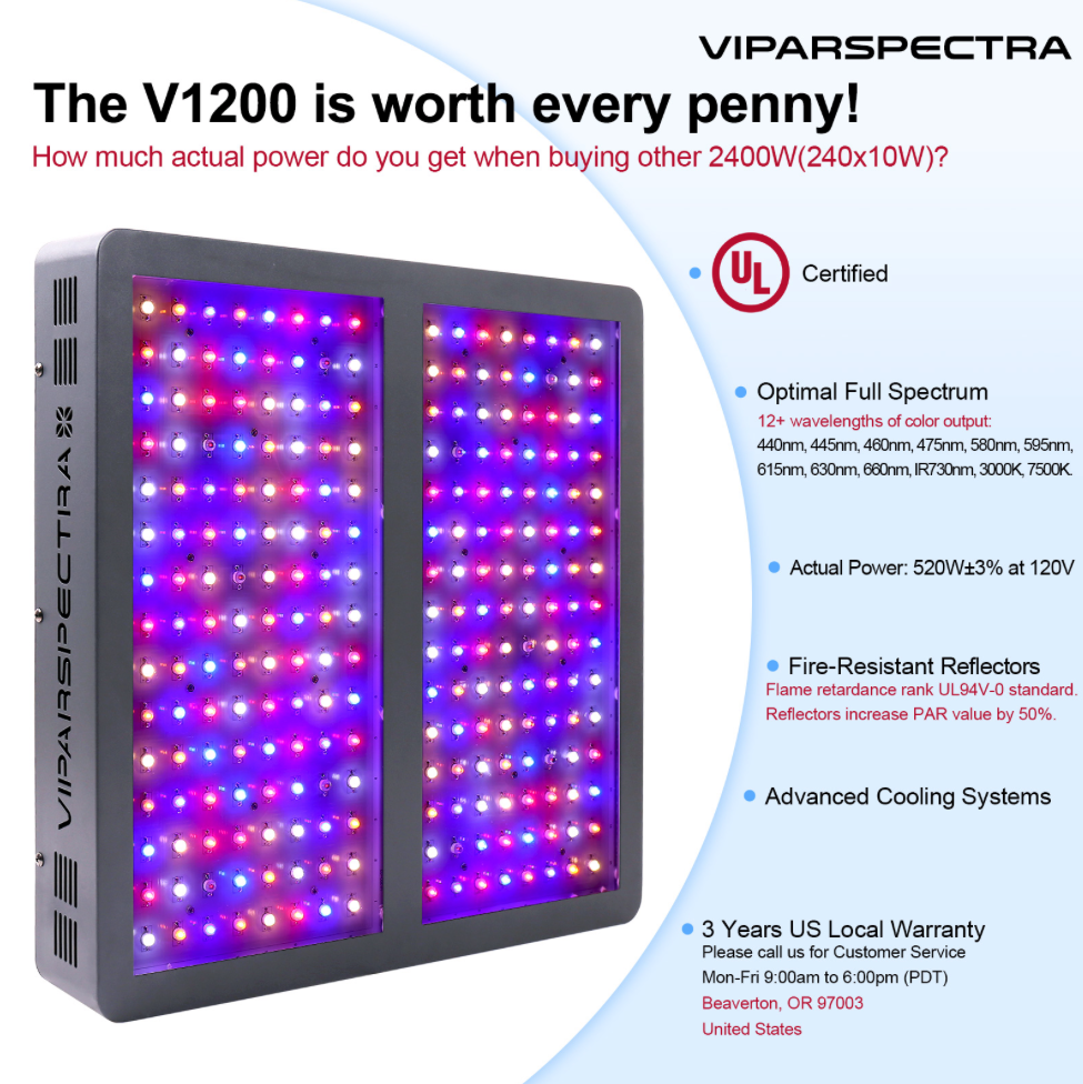 Viparspectra 1200w led grow light deals