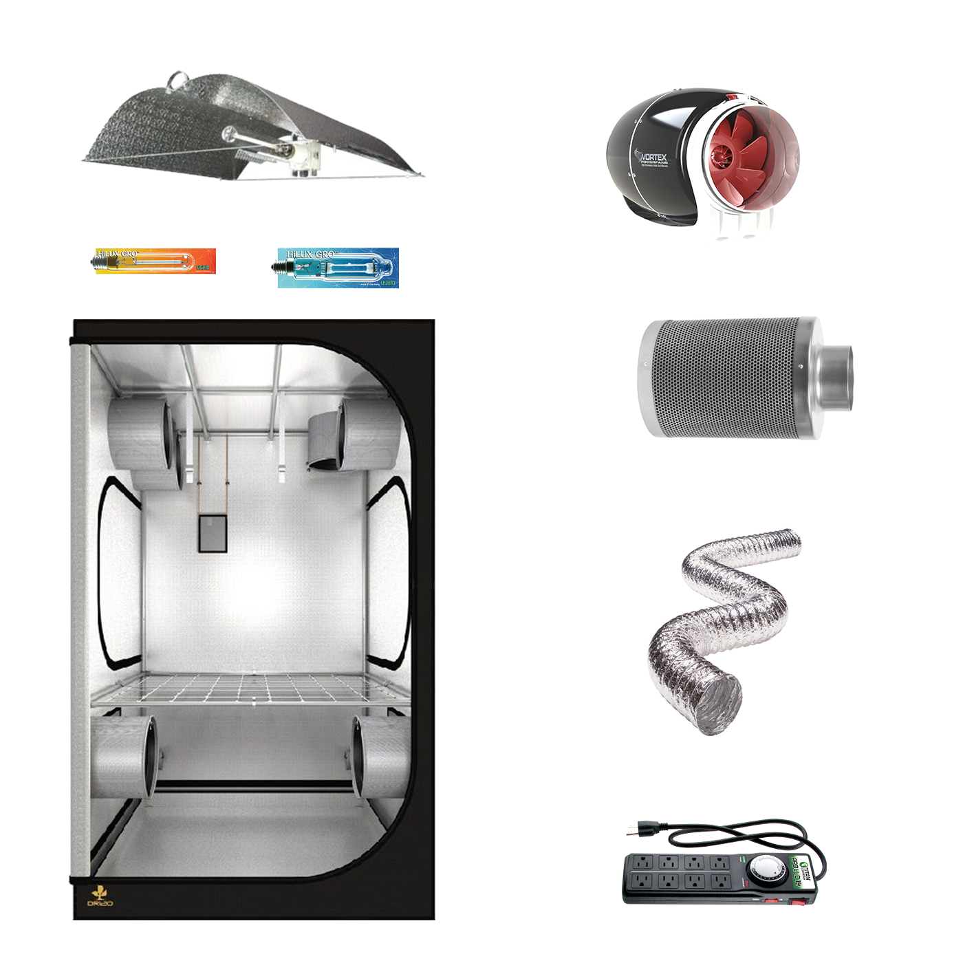 4' X 4' HID Hydroponic Complete Indoor Grow Tent Kits for 4 Plants