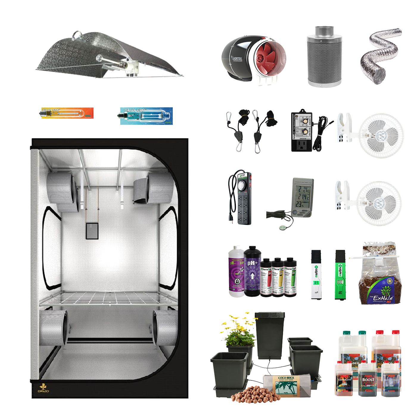 4' X 4' HID Hydroponic Complete Indoor Grow Tent Kits for 4 Plants