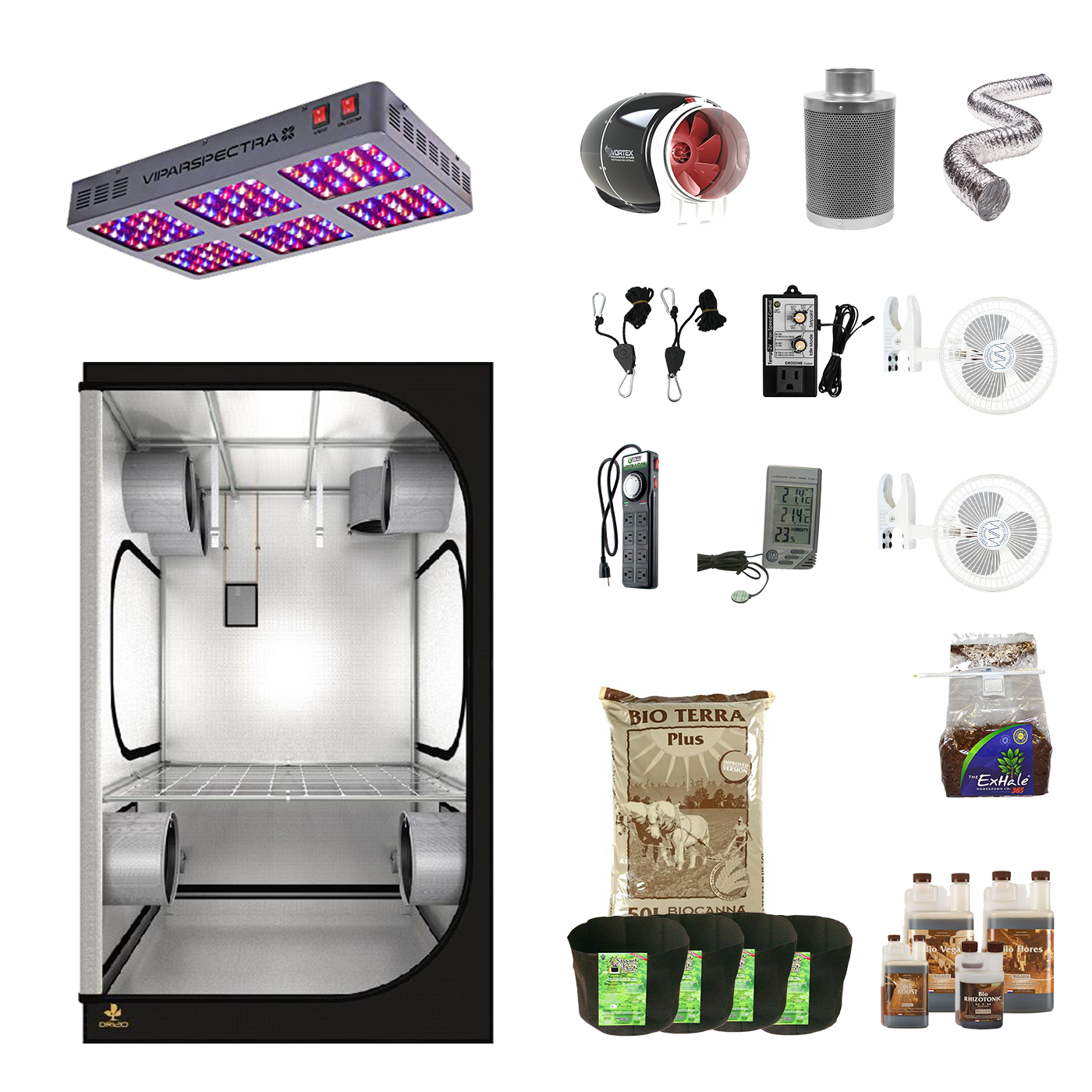 4' X 4' LED Organic Soil Indoor Grow Tent Kits For 4 Plants