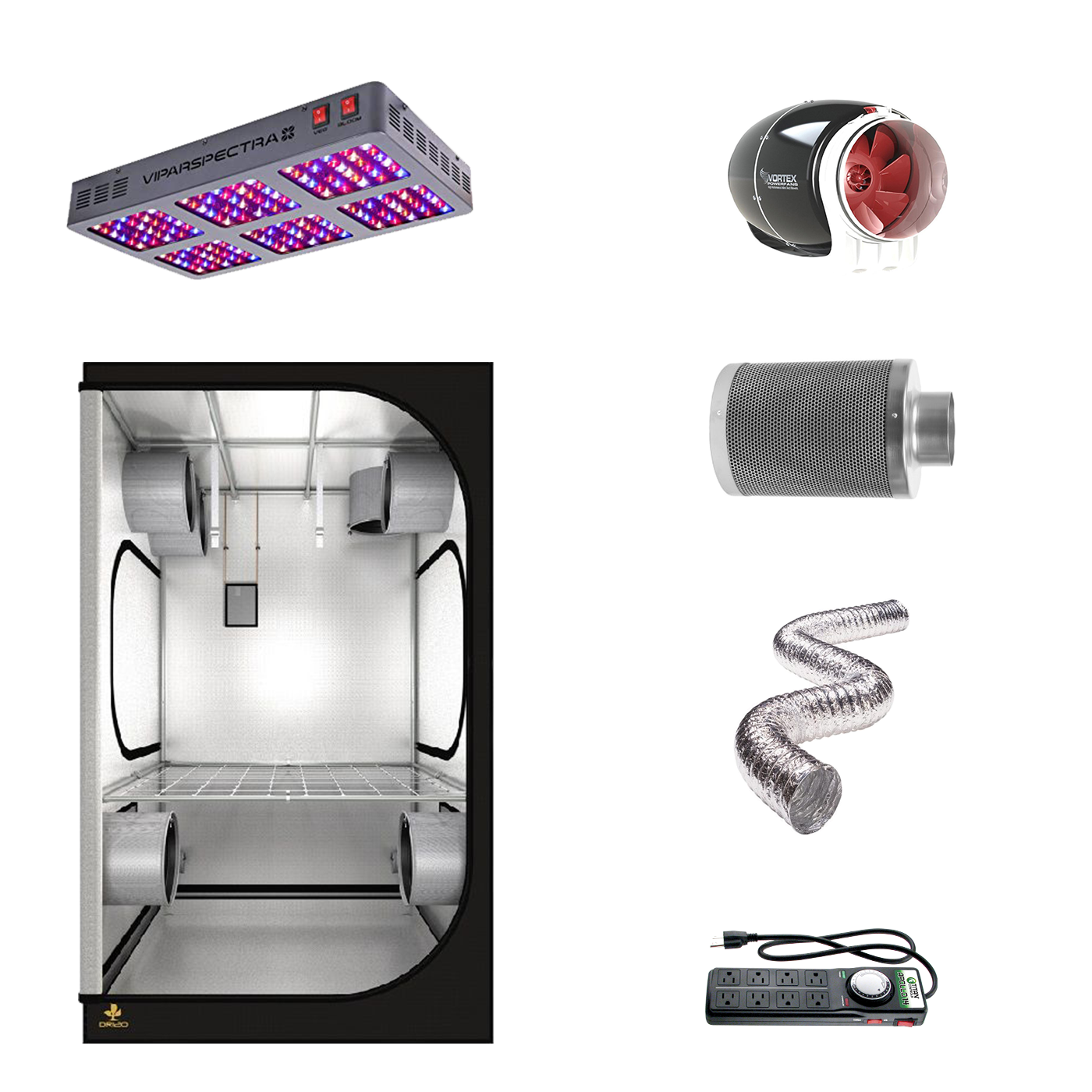 4' X 4' LED Hydroponic Indoor Grow Tent Kits for 4 Plants