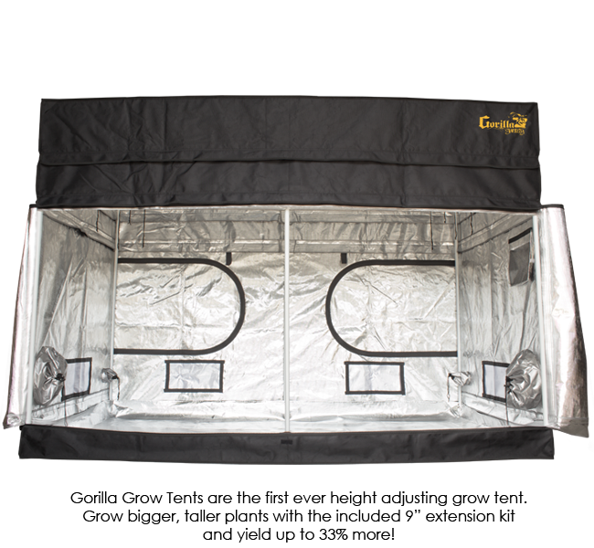 Gorilla 4ft x 8ft x 4ft11inch w/ Ext 5ft11inch Plants Grow Tent Shorty Series