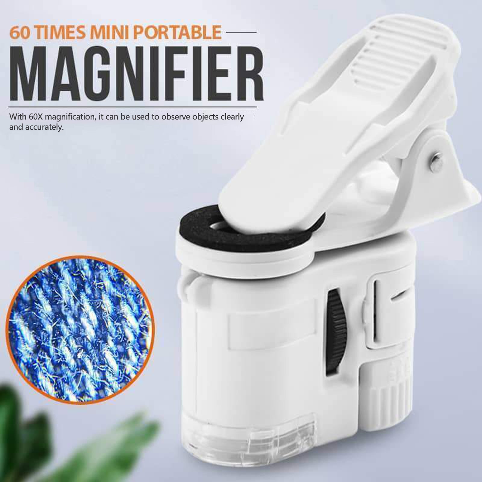 ECO Farm 60X Magnifying Mini Portable Clip LED Microscope