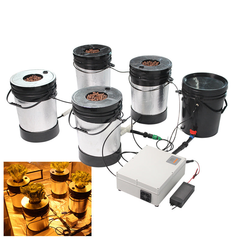 ECO Farm Aeroponics Hydroponics System With 5 Round Bucket-growpackage.com