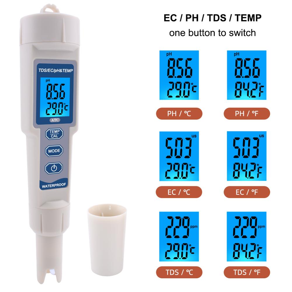 Tds/ph/temperature/ec 4 in 1 Ph Meter For Water 0.01 - Temu