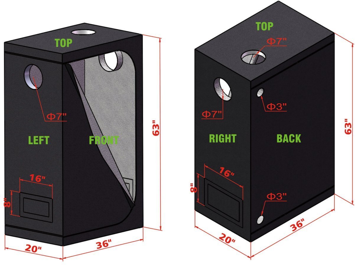 TopoGrow 36X20X63 LED Grow Tent Kits