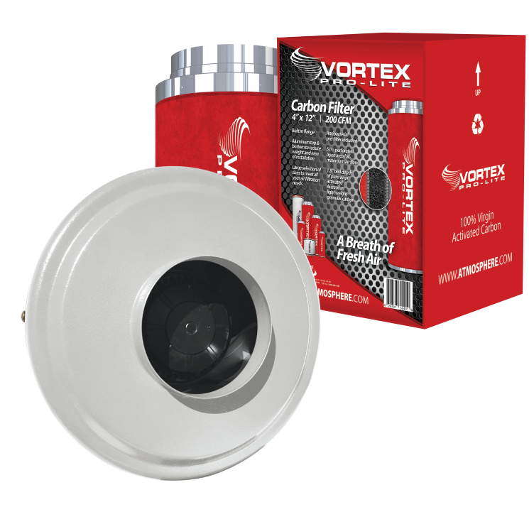 Vortex VBC400 173 CFM 4" Inline Fan and Pro-Lite Carbon Filter