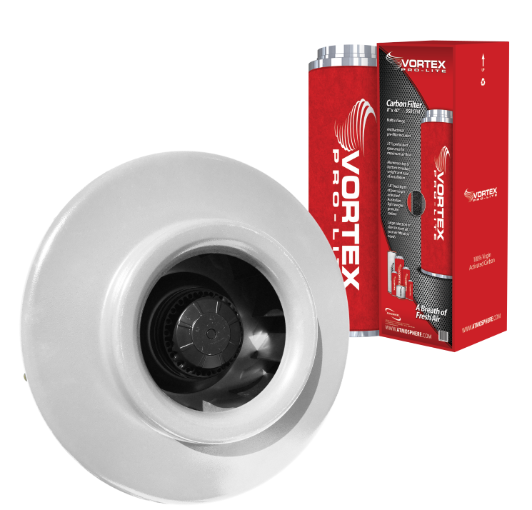 Vortex VBC800 729 CFM 8" Inline Fan + Pro-Lite Carbon Filter