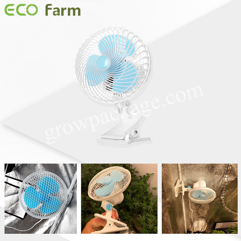 ECO Farm 6 Inch Clip Oscillating Fan Fit for Grow Tent with 3-Speed Control