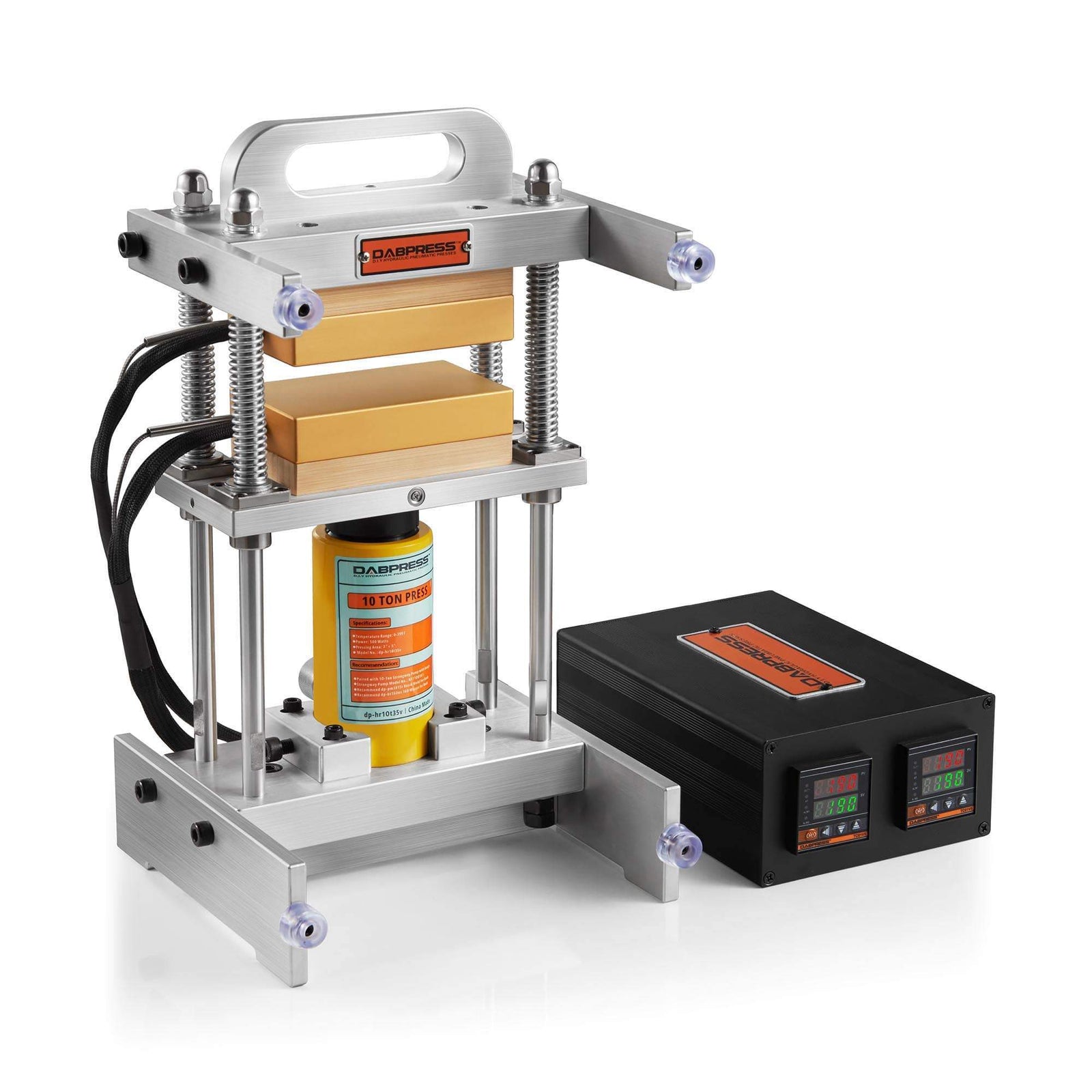 10 Ton Driptech Rosin Press - 3x5 Inches Anodized Heated Platens, 500 Watts - No Pump Included | Dabpress