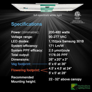 Horticulture Lighting Group LED Grow Light High efficiency HLG-550 V2 Quantum Board