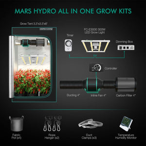 Mars Hydro FC-E 3000 & 3'x3' Complete Grow Tent Kit