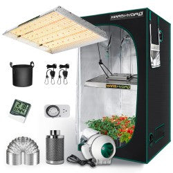 Mars Hydro TSW 2000 LED Grow Light+4'x4' Indoor Tent Kits Combo Carbon Filter